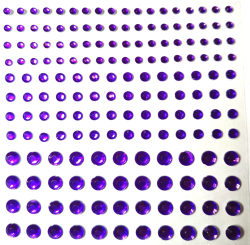 Стразы (бусины) самоклеющиеся наклейки фиолетовые для лица, тела, творчества 5,3,2 мм 1,6см 172 шт