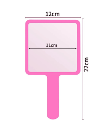 Зеркало розовое квадратное с ручкой с логотипом Lena Pantera