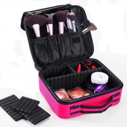 Кейс-сумка визажиста для кистей и косметики. розовый.