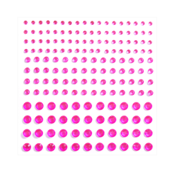 Стразы (бусины) самоклеющиеся наклейки ярко-розовые для лица, тела, творчества 5,3,2 мм 1,6см 172 шт
