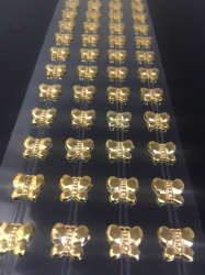 Стразы самоклеющиеся Бабочки золотые металлик d=11 мм 72 шт