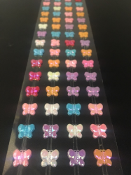 Стразы самоклеющиеся Бабочки Разноцветные  перламутровые d=11 мм 72 шт