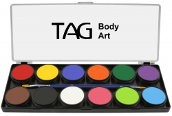 Аквагрим TAG набор 12 регулярных цветов  по 10 гр.