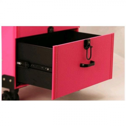 Бьюти кейс на колесиках для мастеров с зеркалом и выдвижной ручкой 43,5х37х24 см цвет розовый.