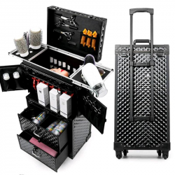 Профессиональный чемодан для парикмахеров и стилистов 850х380х250 мм. Цвет черный, принт ромб.
